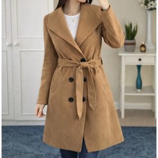 Camel Belted Wrap Coat Double